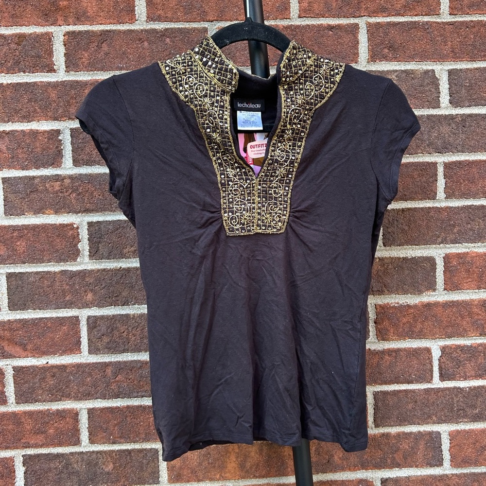 Whimsigoth beaded embroidered blouse